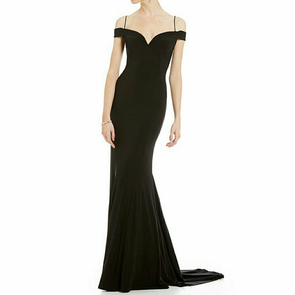 Adrianna Papell Cold Shoulder Mermaid Black Dress